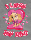 Thumbnail I Love My Dad Official Paw Patrol SKYE Toddler Kids Girls' Fitted T-Shirt Gray 5
