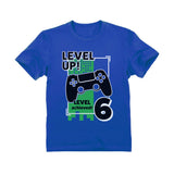 Thumbnail Gamer Birthday Level Up Video Game 6th Birthday Youth T-Shirt Blue 3