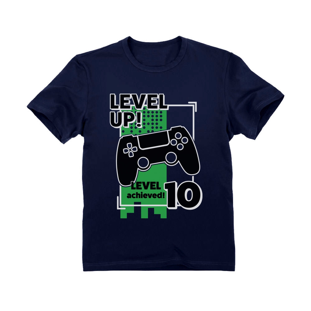 Gamer Birthday Level Up Video Game 10th Birthday Youth T-Shirt - Navy 4