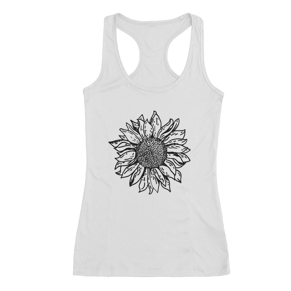 Sunflower Shirt for Women Cute Graphic Tee Teen Girls Summer Racerback Tank Top - White 1