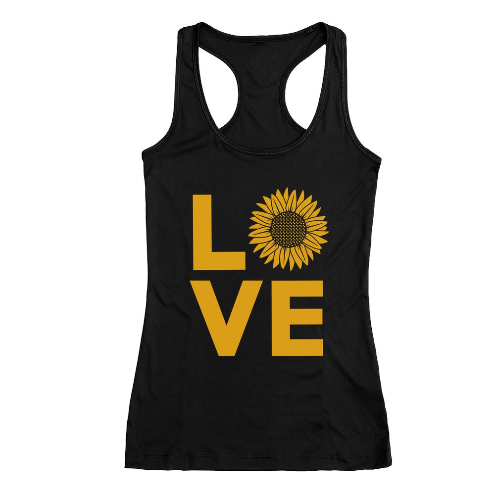 Love Sunflower Shirt for Women Teen Girls Cute Summer Racerback Tank Top 