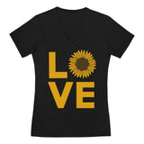 Love Sunflower Top for Women Teen Girls Cute Summer V-Neck Fitted Women T-Shirt 