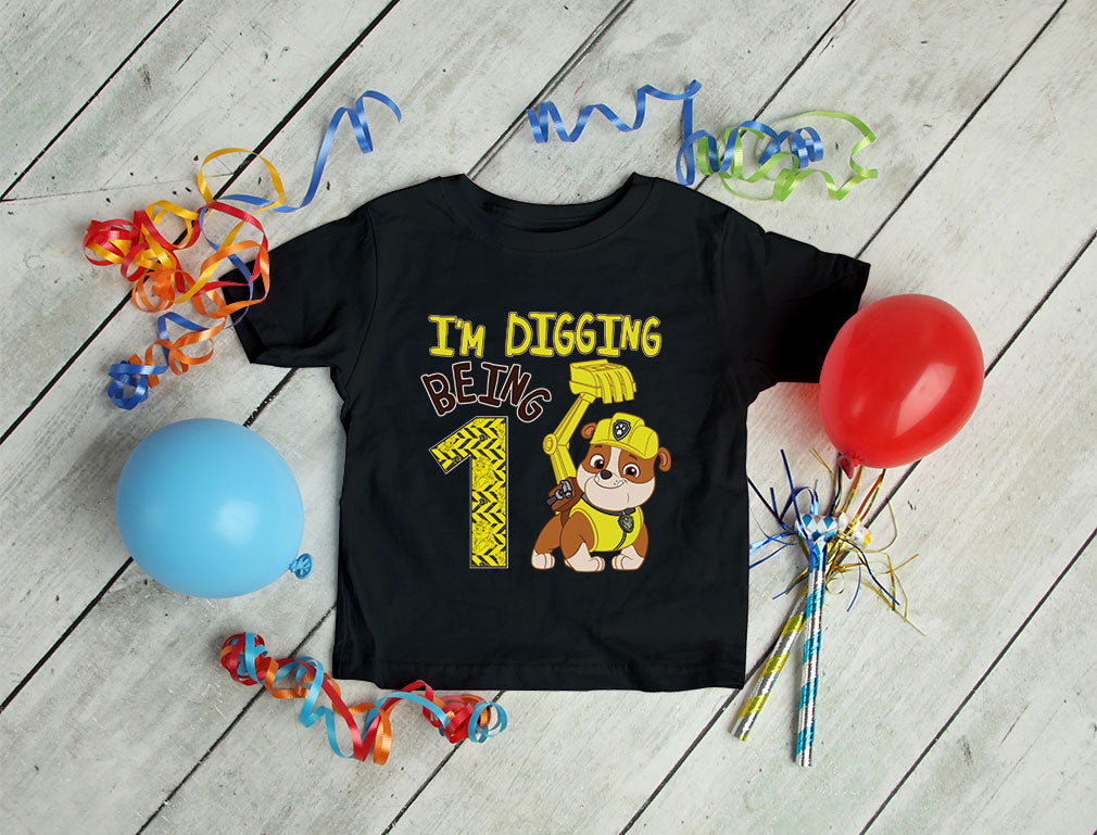 Paw Patrol Rubble Digging 1st Birthday Tstars Official – Infant Kids T-Shirt