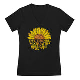 Thumbnail Cute Sunflower V-Neck Fitted Women T-Shirt Black 1