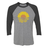 Cute Sunflower 3/4 Women Sleeve Baseball Jersey Shirt 