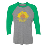 Thumbnail Cute Sunflower 3/4 Women Sleeve Baseball Jersey Shirt Green/Heather Gray 1