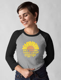 Cute Sunflower 3/4 Women Sleeve Baseball Jersey Shirt 