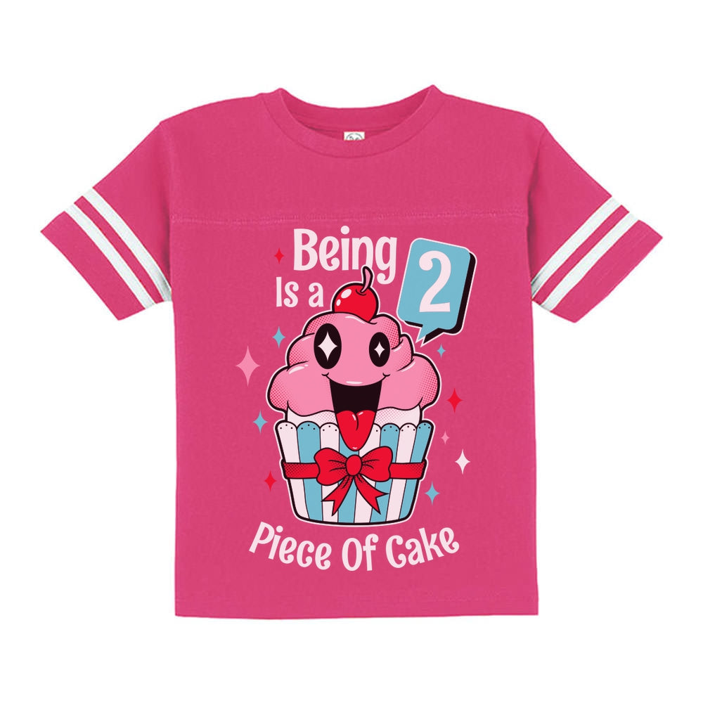 2 Year Old Girl 2nd Birthday Funny Cupcake Toddler Jersey T-Shirt - Wow pink 2