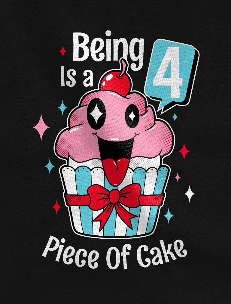 4 Year Old Girl 4th Birthday Cupcake Toddler Kids Long sleeve T-Shirt - Pink 4