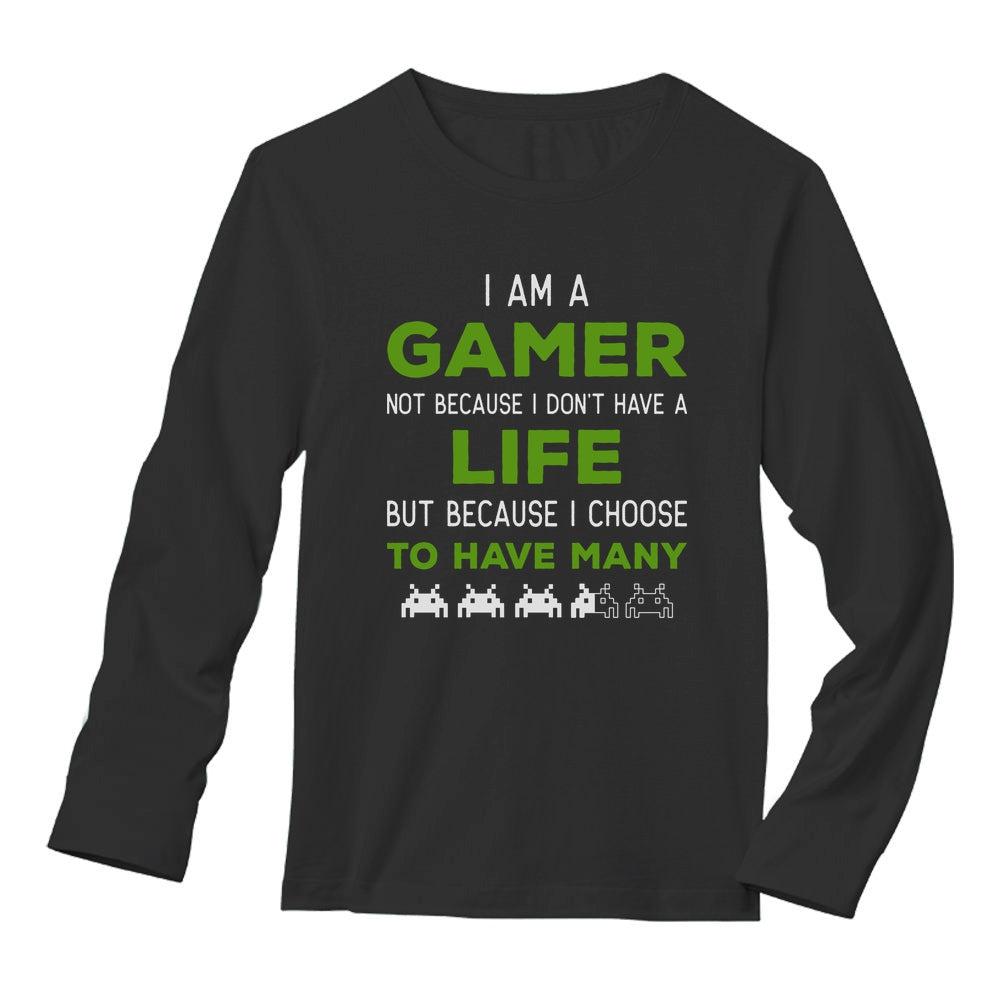 I Am a Gamer Shirt Funny Gamer Gift Cool Gaming Long Sleeve T-Shirt - Black 1