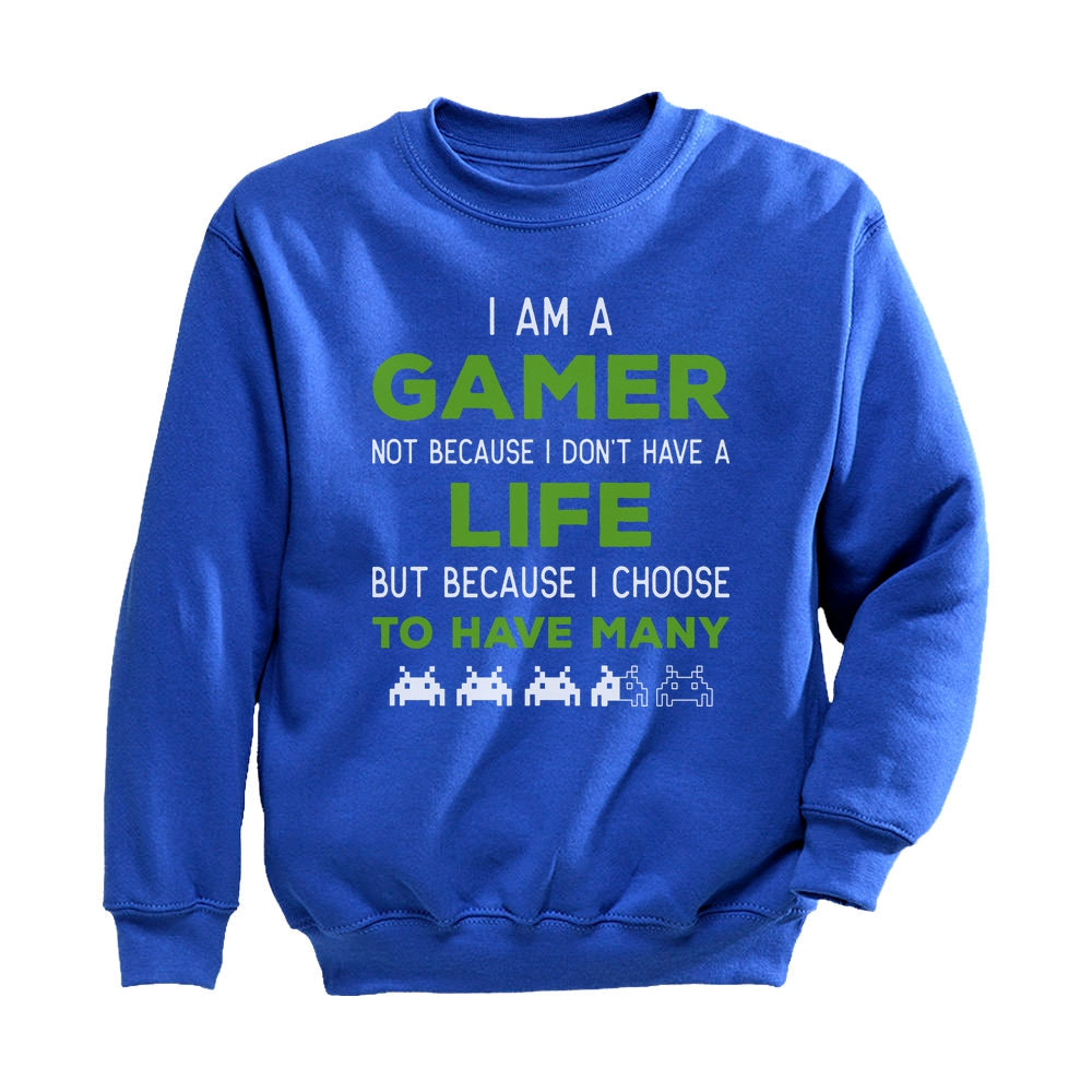 I Am a Gamer Shirt Funny Gamer Gift Cool Gaming Youth Sweatshirt - Blue 2