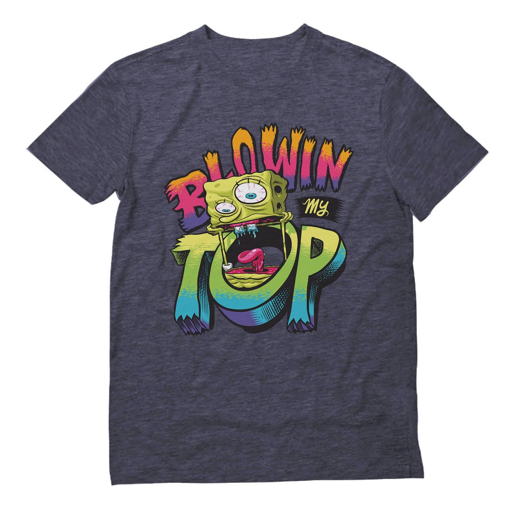 Nickelodeon Spongebob Squarepants Shirt Blowin My Top Funny T-Shirt - Heather Navy 7