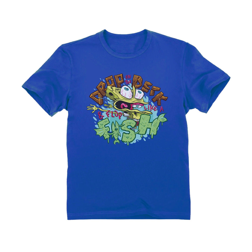 Nickelodeon Spongebob Squarepants Shirt Flop Like a Fish Funny Youth Kids T-Shirt - Blue 1