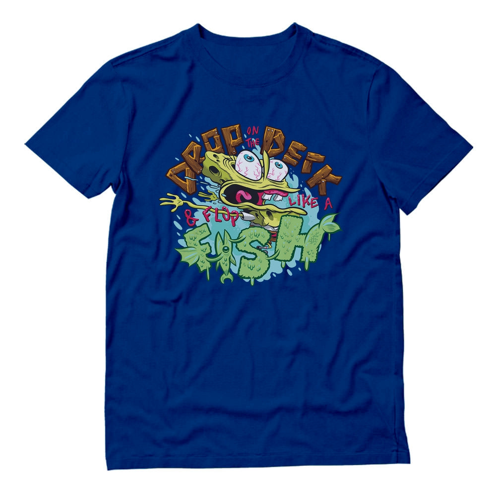 Nickelodeon Spongebob Squarepants Shirt Flop Like a Fish Funny T-Shirt - Blue 4