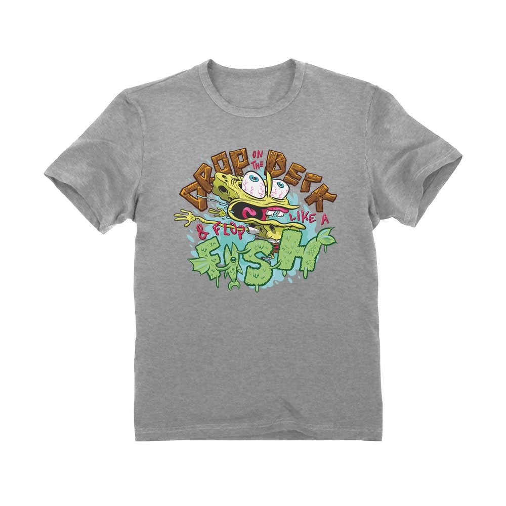 Nickelodeon Spongebob Squarepants Shirt Flop Like a Fish Funny Youth Kids T-Shirt - Gray 5
