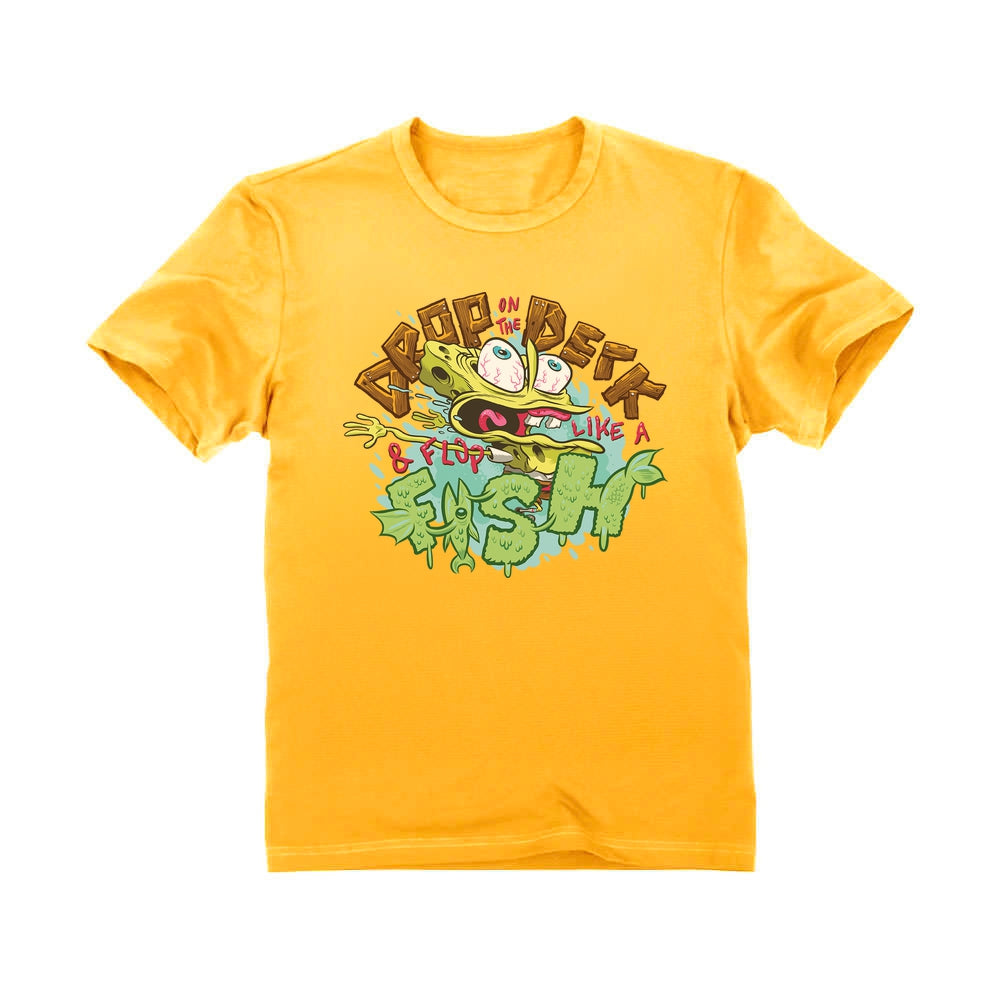 Nickelodeon Spongebob Squarepants Shirt Flop Like a Fish Funny Youth Kids T-Shirt - Yellow Gold 6