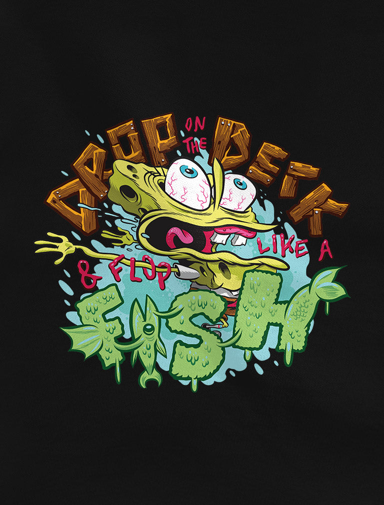 Nickelodeon Spongebob Squarepants Shirt Flop Like a Fish Funny T-Shirt 