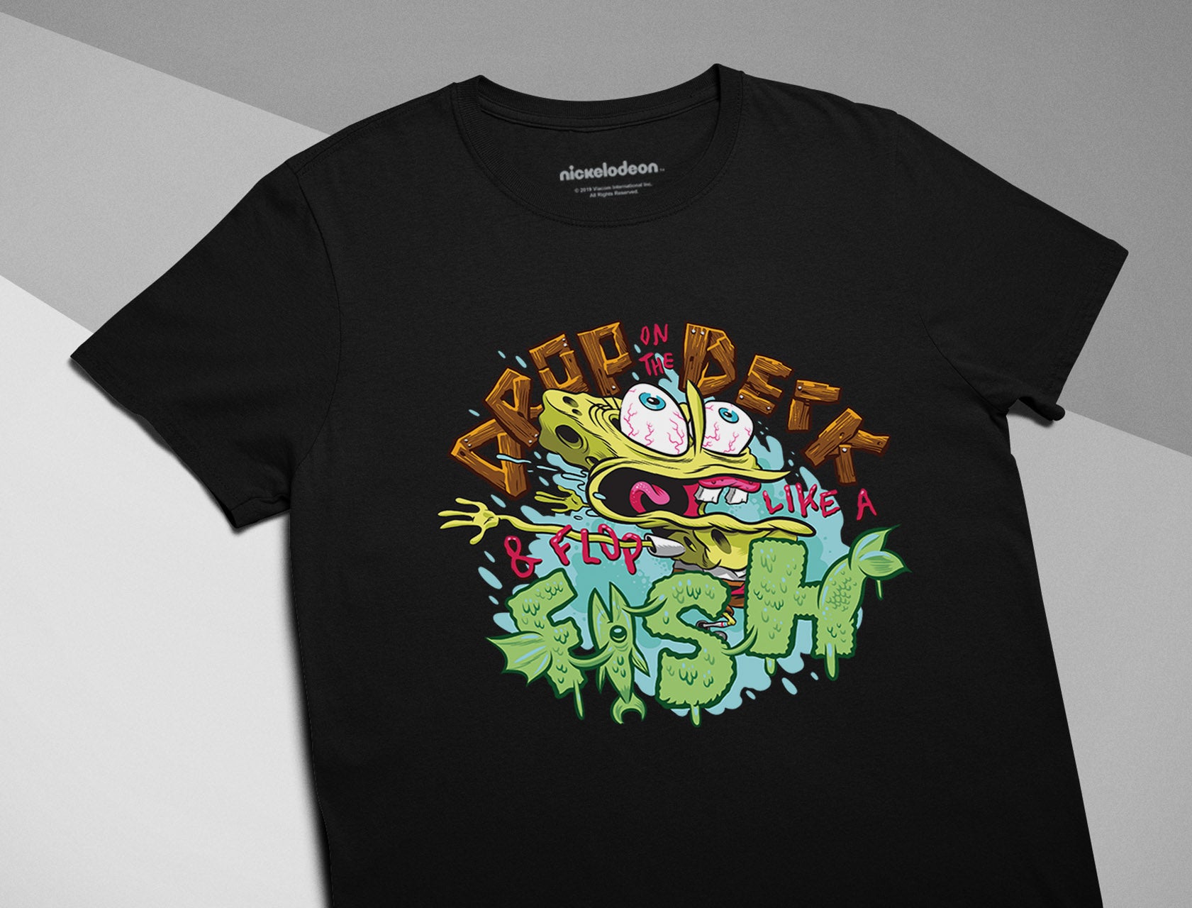 Nickelodeon Spongebob Squarepants Shirt Flop Like a Fish Funny Youth Kids T-Shirt