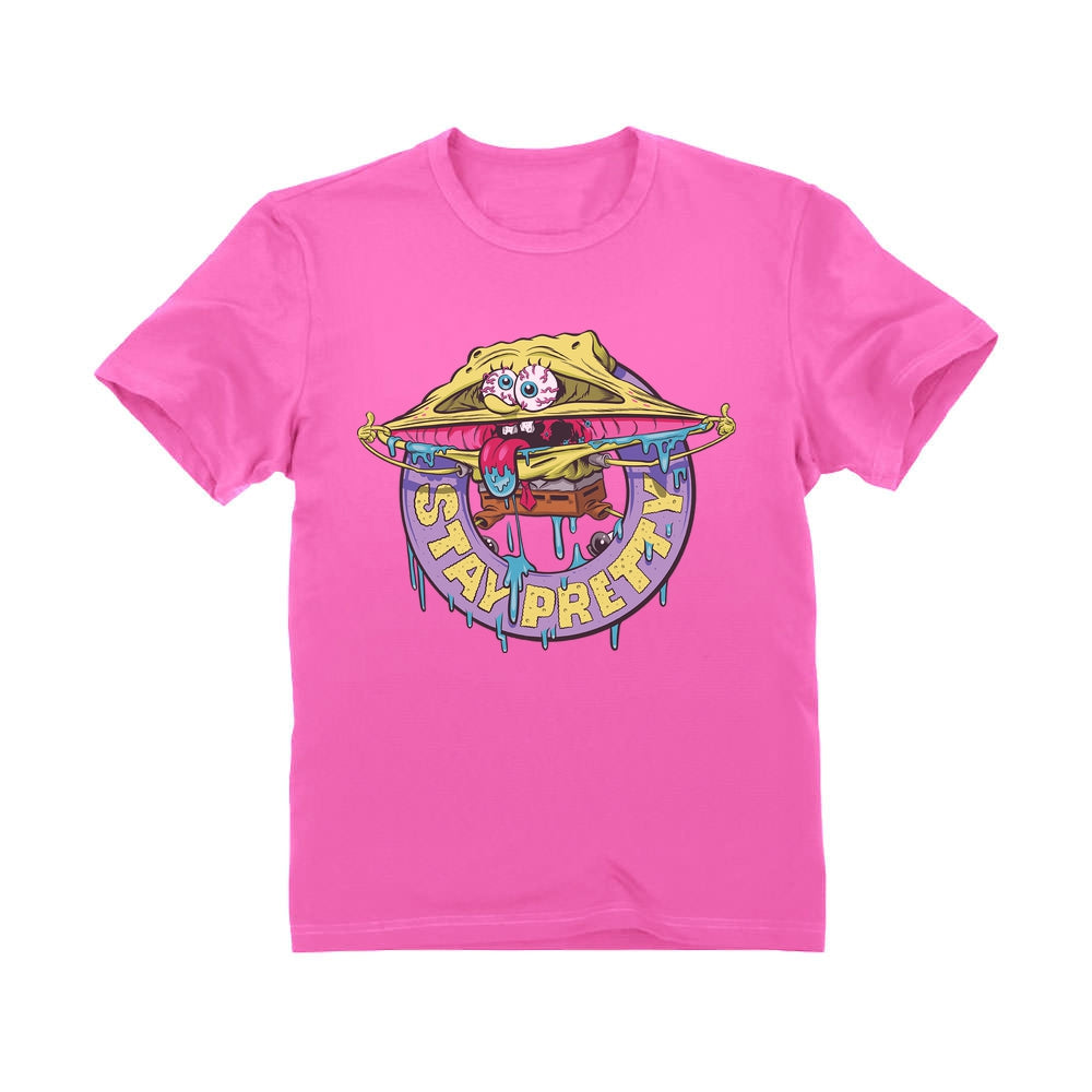 Nickelodeon Spongebob Squarepants Shirt Stay Pretty Funny Party Youth Kids T-Shirt - Pink 3