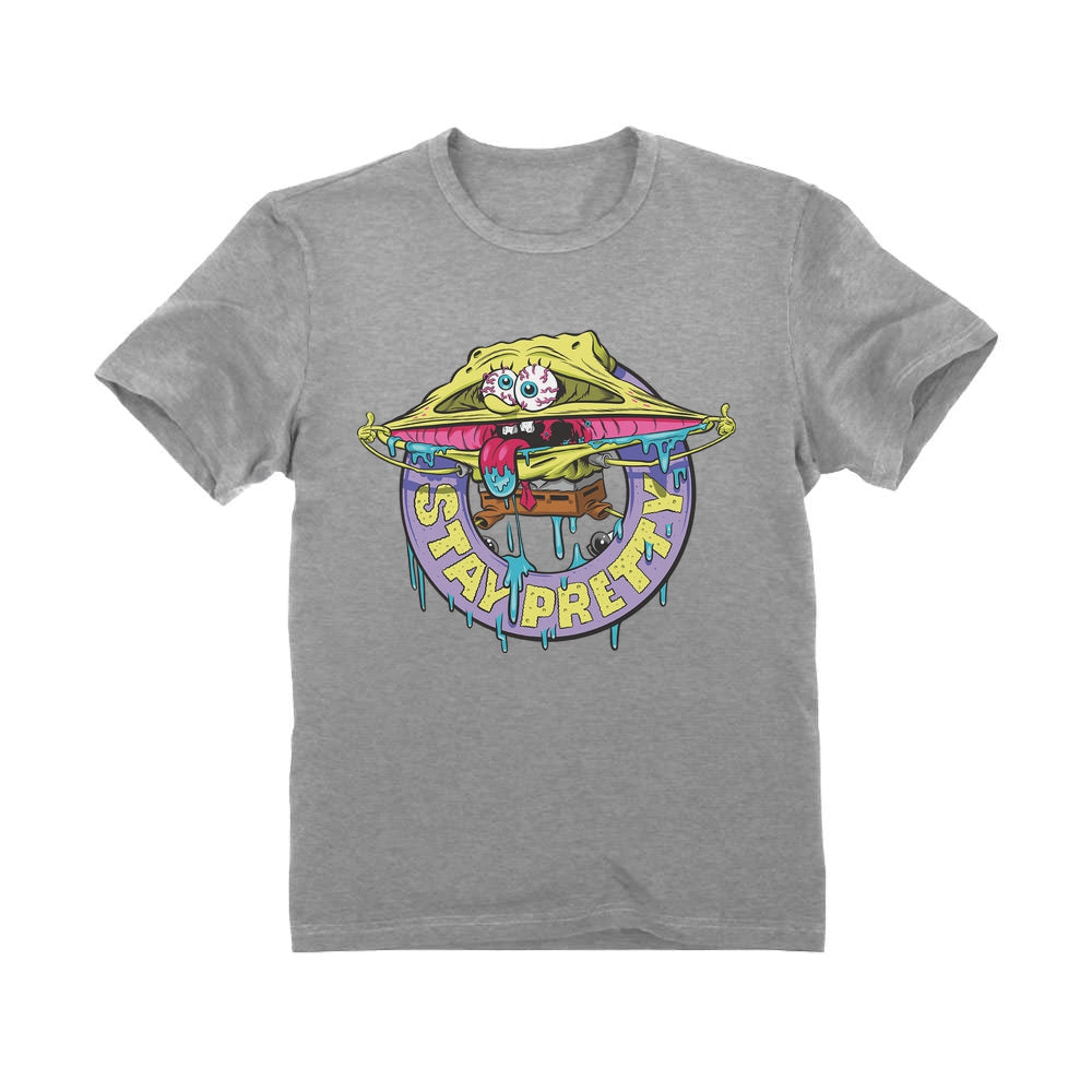 Nickelodeon Spongebob Squarepants Shirt Stay Pretty Funny Party Youth Kids T-Shirt - Gray 4