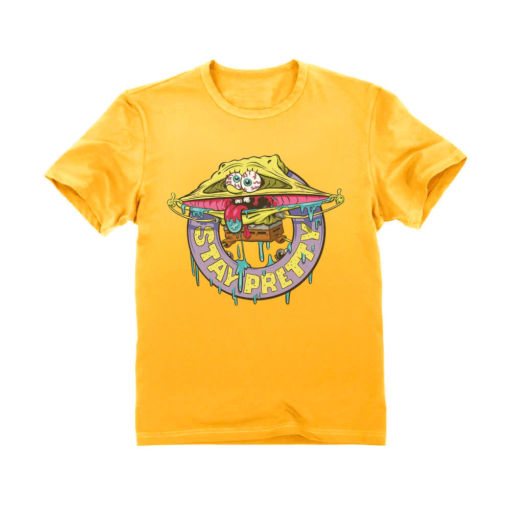 Nickelodeon Spongebob Squarepants Shirt Stay Pretty Funny Party Youth Kids T-Shirt - Yellow Gold 6