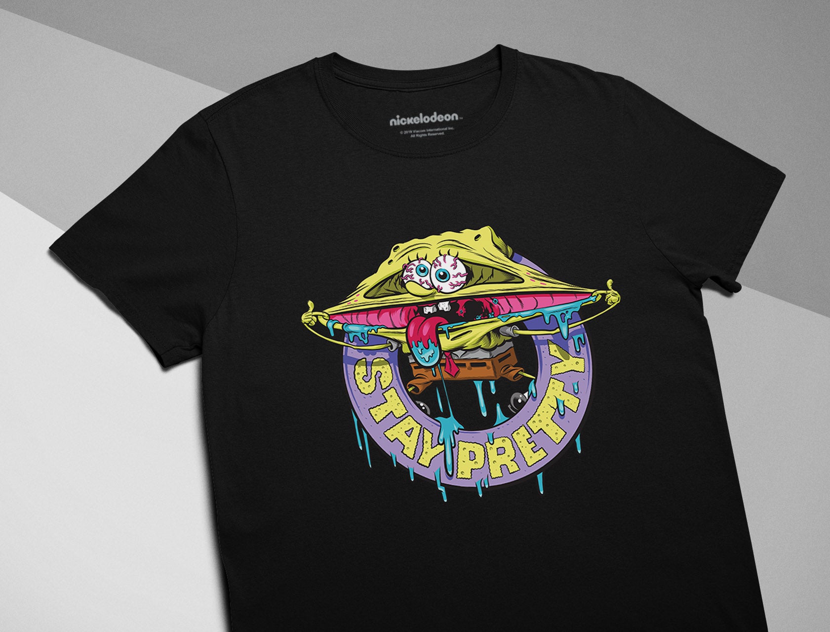 Nickelodeon Spongebob Squarepants Shirt Stay Pretty Funny Party T-Shirt - Heather Navy 8