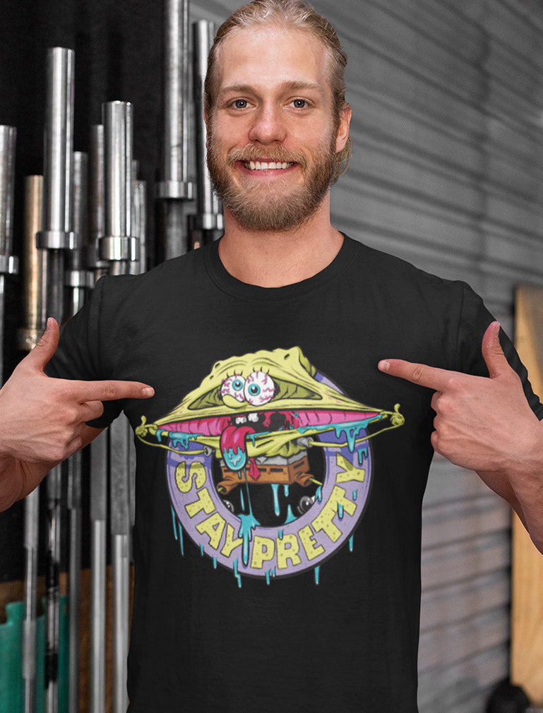 Nickelodeon Spongebob Squarepants Shirt Stay Pretty Funny Party T-Shirt - Heather Navy 7