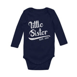 Thumbnail Little Sister 2021 Cute Siblings Outfit Lil Sis Girls Baby Long Sleeve Bodysuit Navy 7