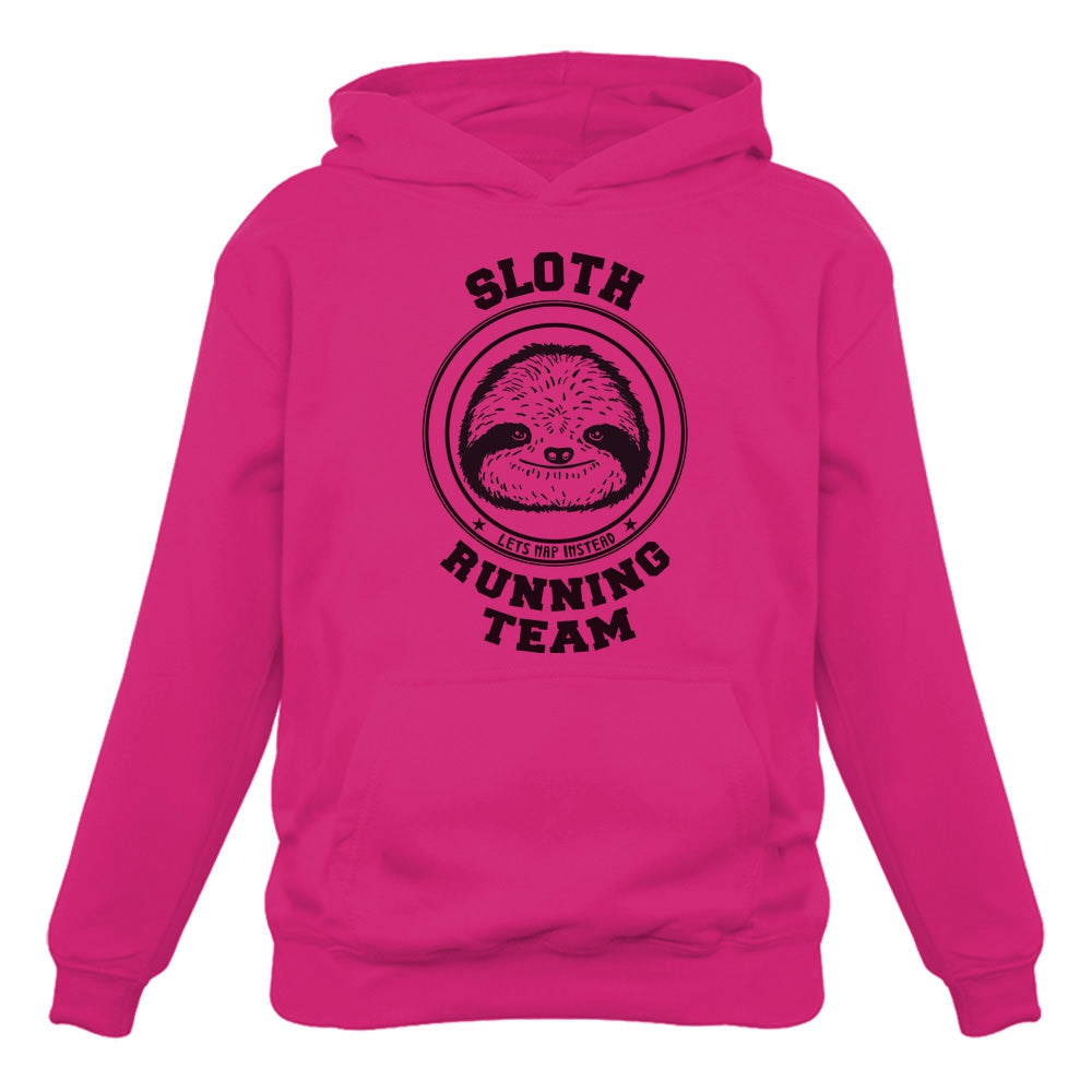 Sloth Running Team Let's Nap Instead Women Hoodie - Pink 2
