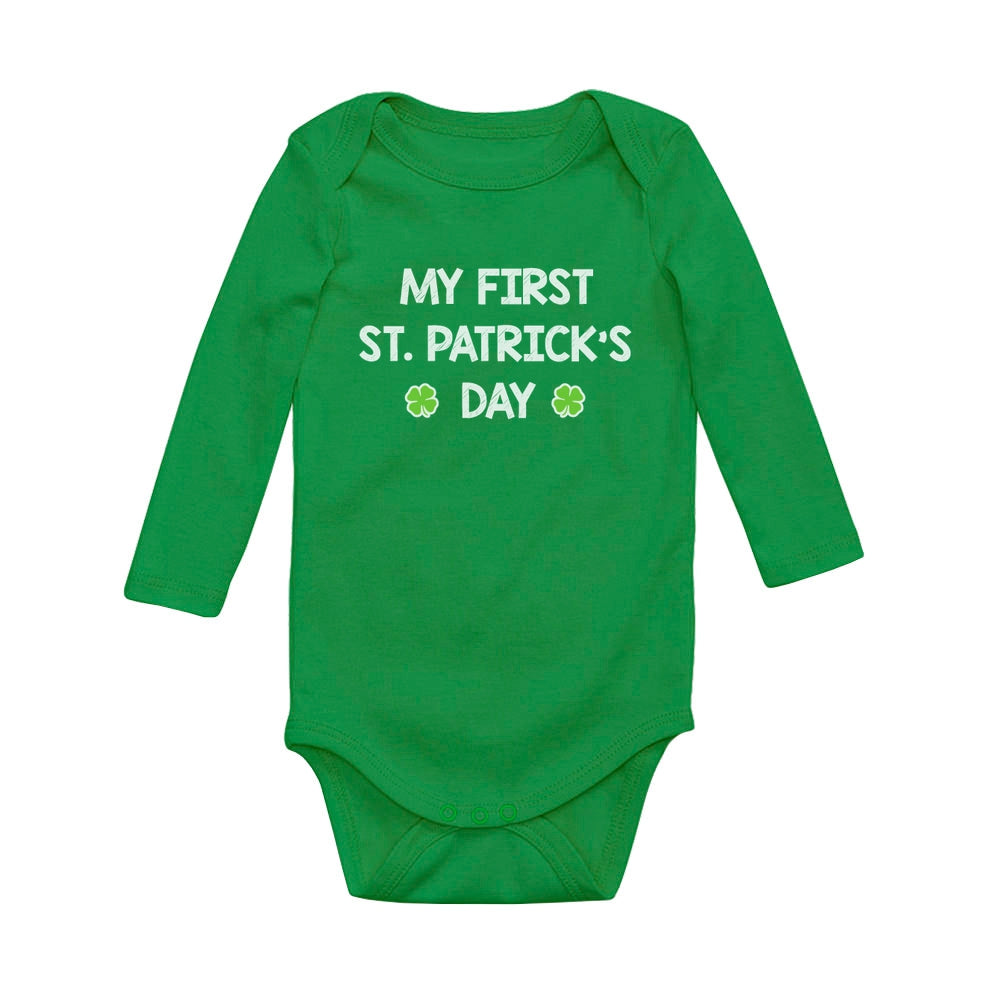 My First St. Patrick's Day Baby Long Sleeve Bodysuit - Green 1