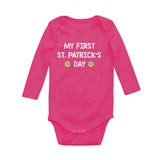 Thumbnail My First St. Patrick's Day Baby Long Sleeve Bodysuit Wow pink 4