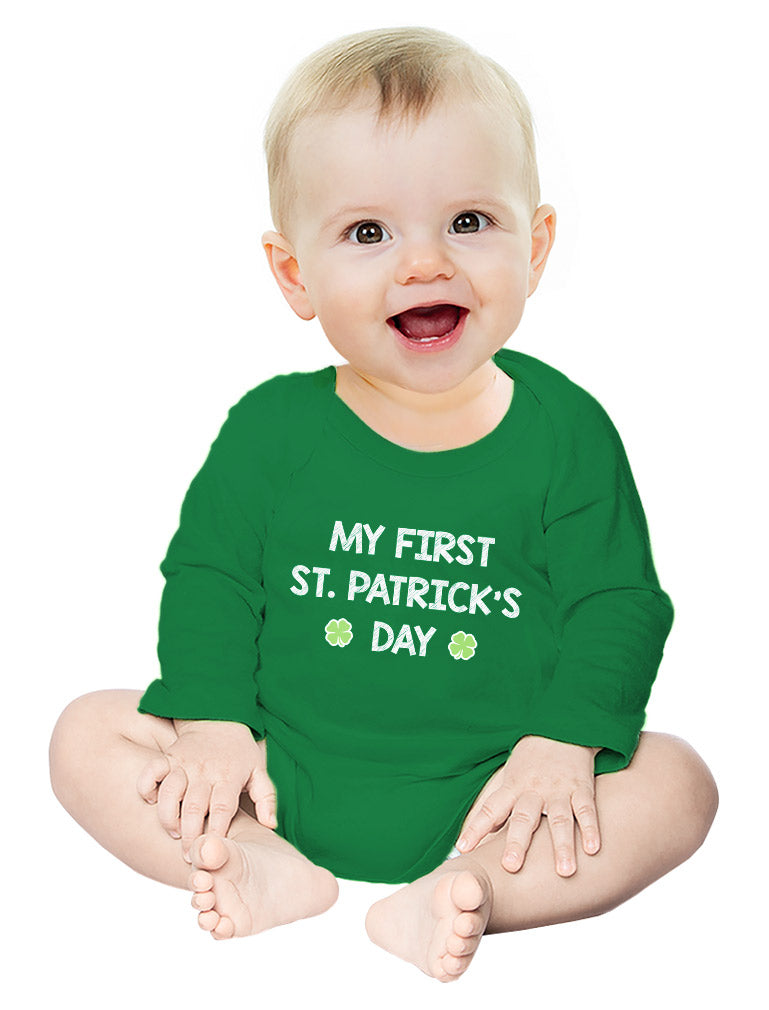 My First St. Patrick's Day Baby Long Sleeve Bodysuit - Navy 6