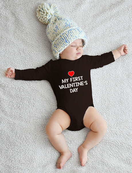 My First Valentine's Day Baby Long Sleeve Bodysuit - Red 1