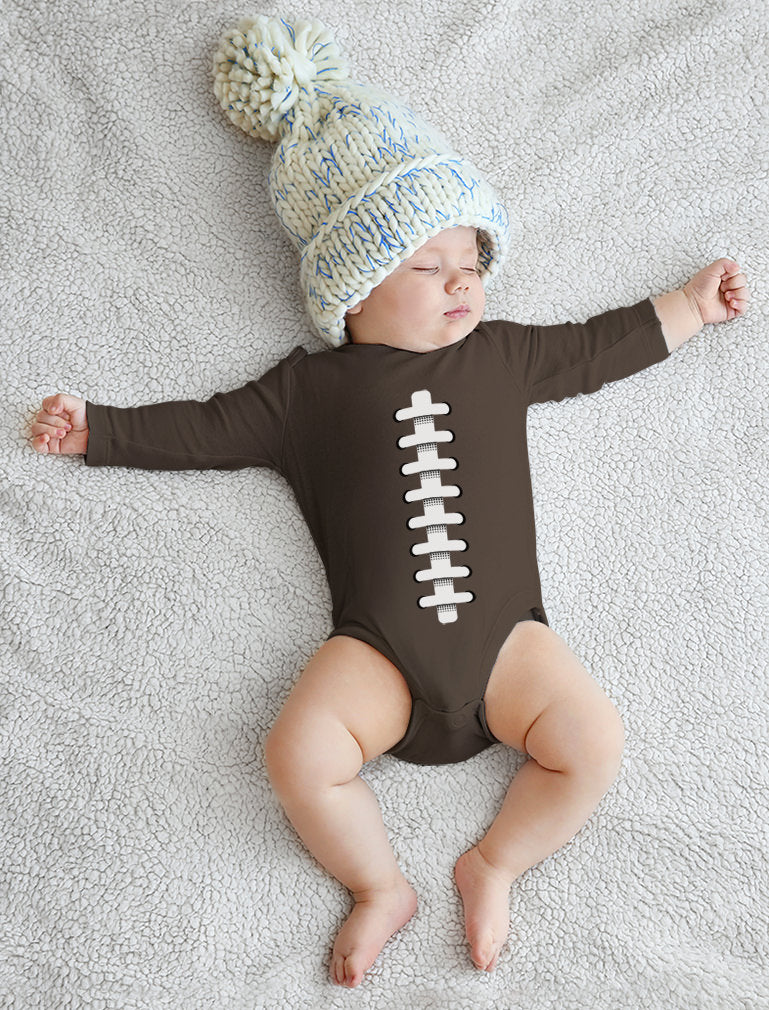 Football Outfit Unisex Baby Grow Vest Sports Bodysuit Baby Long Sleeve Bodysuit - Brown 2