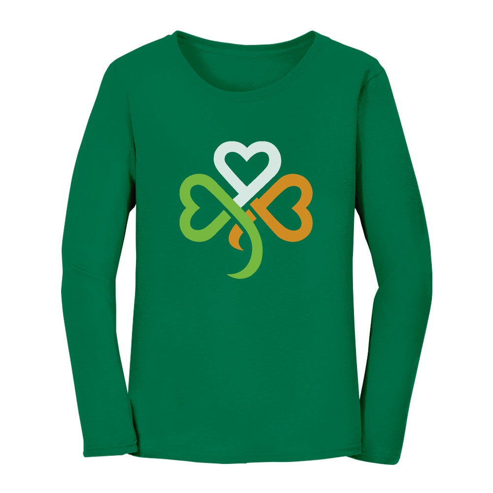 Shamrock Ireland Themed Women Long Sleeve T-Shirt - Green 1