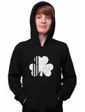 Thumbnail White St Patrick's Day Clover Youth Hoodie Black 3