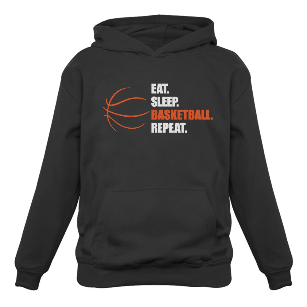 Eat Sleep Basketball Repeat Women Hoodie - Black 1