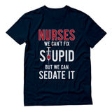 Thumbnail Nurses We Can't Fix Stupid But We Can Sedate It T-Shirt Navy 5