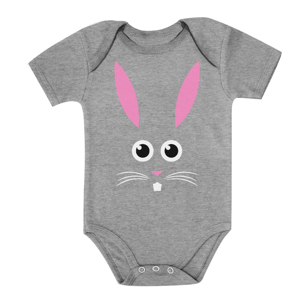 Little Easter Bunny Face Baby Bodysuit - Gray 5