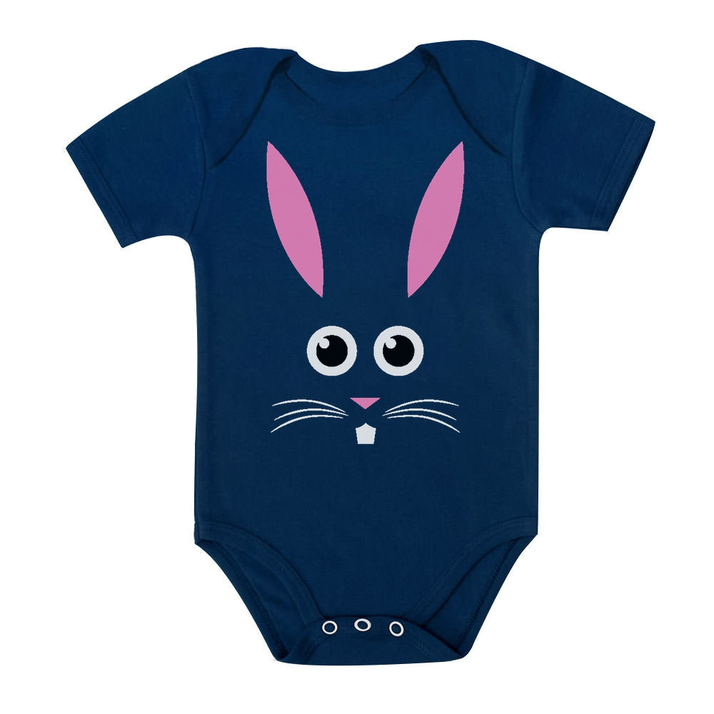 Little Easter Bunny Face Baby Bodysuit - Navy 2
