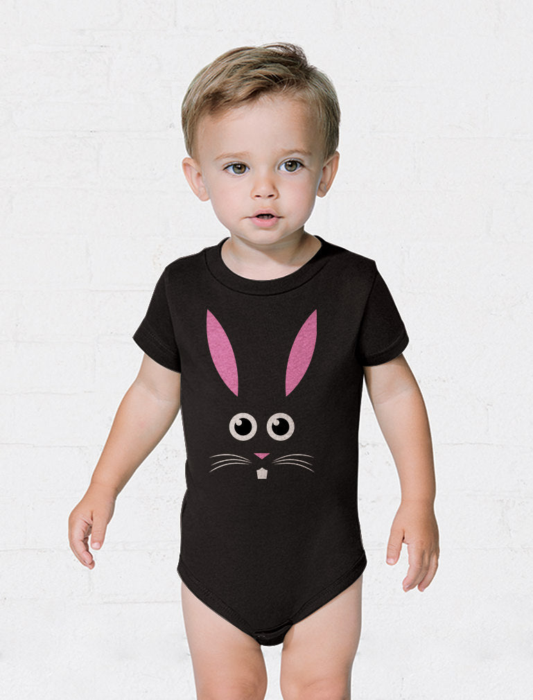 Little Easter Bunny Face Baby Bodysuit - Gray 6