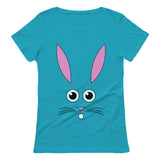 Cute Easter Bunny Face Cartoon Women T-Shirt 
