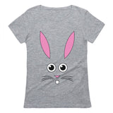 Cute Easter Bunny Face Cartoon Women T-Shirt 