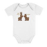 Thumbnail Ouch my Butt Cute Chocolate Bunnies Baby Bodysuit White 2