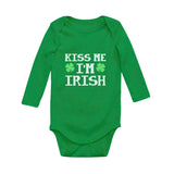 Thumbnail Kiss Me I'm Irish Cute First St Patrick's Day Baby Long Sleeve Bodysuit Green 1