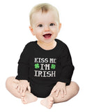 Thumbnail Kiss Me I'm Irish Cute First St Patrick's Day Baby Long Sleeve Bodysuit Brown 5