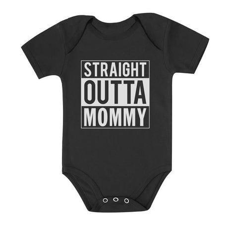 Straight Outta Mommy Baby Bodysuit - Black 1