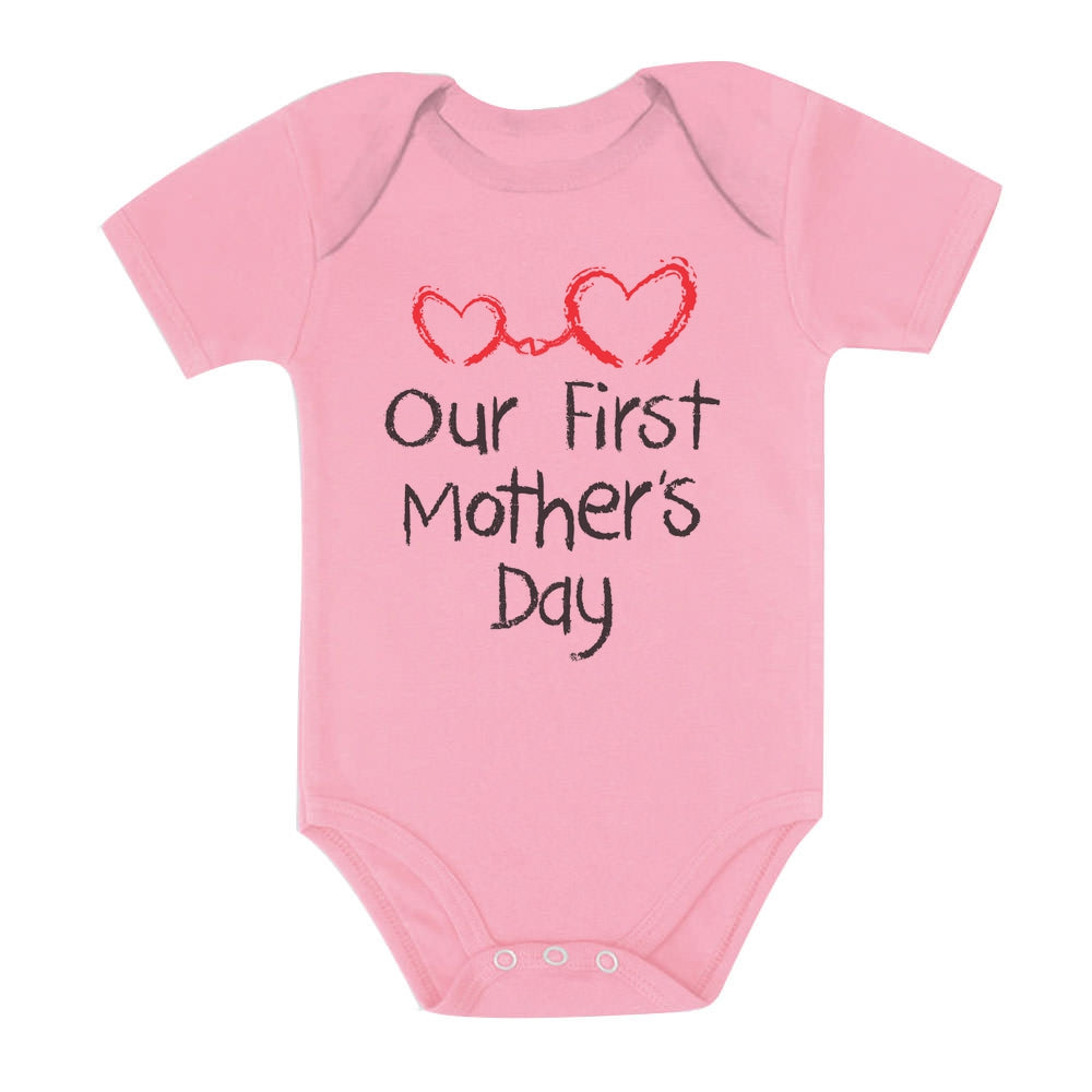 Our First Mother's Day Baby Bodysuit - Pink 3