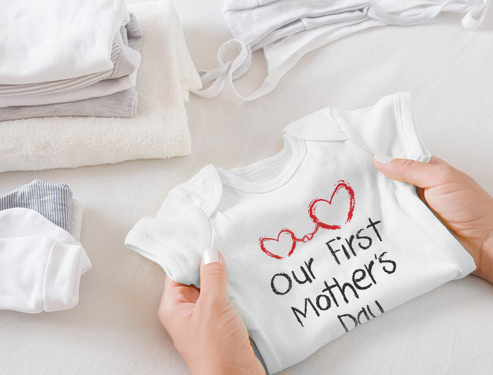 Our First Mother's Day Baby Bodysuit - Gray 6
