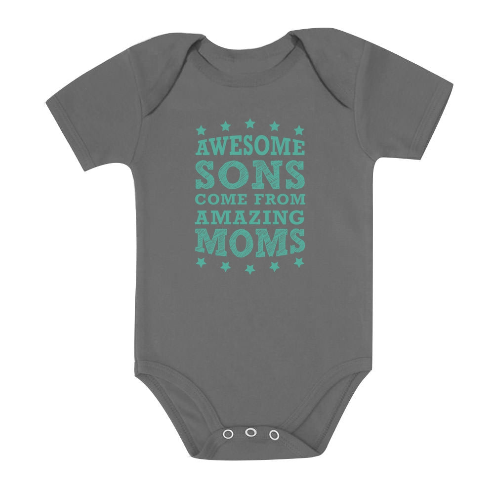 Awesome Sons Come From Amazing Moms Baby Bodysuit - Dark Gray 1